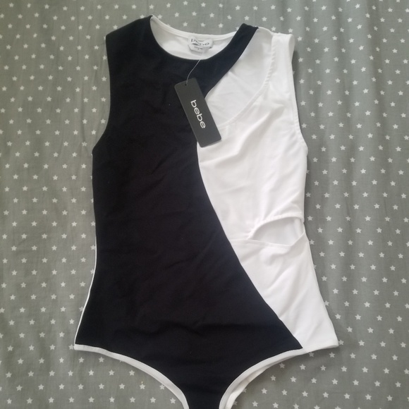 Bebe Ivana Black and White Bodysuit M - Picture 2 of 4